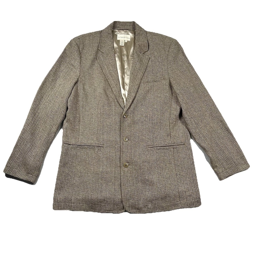 The Territory Ahead Blazer Mens 42L Long 100% Silk Tweed Preppy Professor Golden